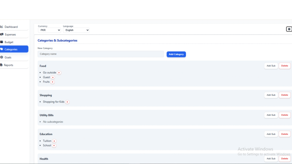Creating Custom Categories and Subcategories