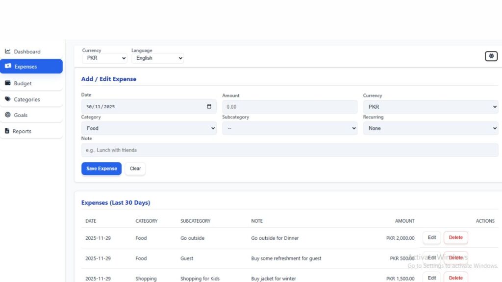 How to Add Your Expenses on ExpenseTrackerTool.com