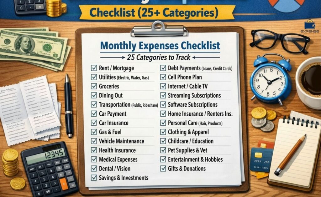 Complete Monthly Expenses Checklist